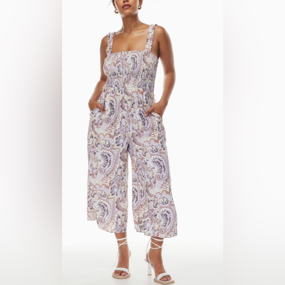 ARITZIA WILFRED Chianti jumpsuit bohemian ruched wide leg size small